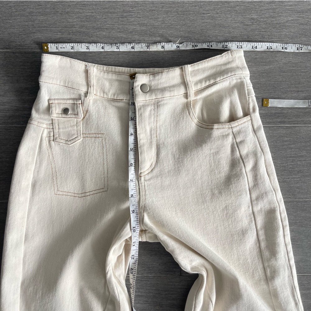I.AM.GIA. Straight Leg Jeans Size S Off White Cream Ecru Faux Back Pockets - Picture 15 of 16